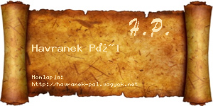 Havranek Pál névjegykártya